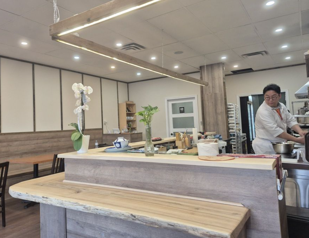 The counter and open kitchen at Kotori